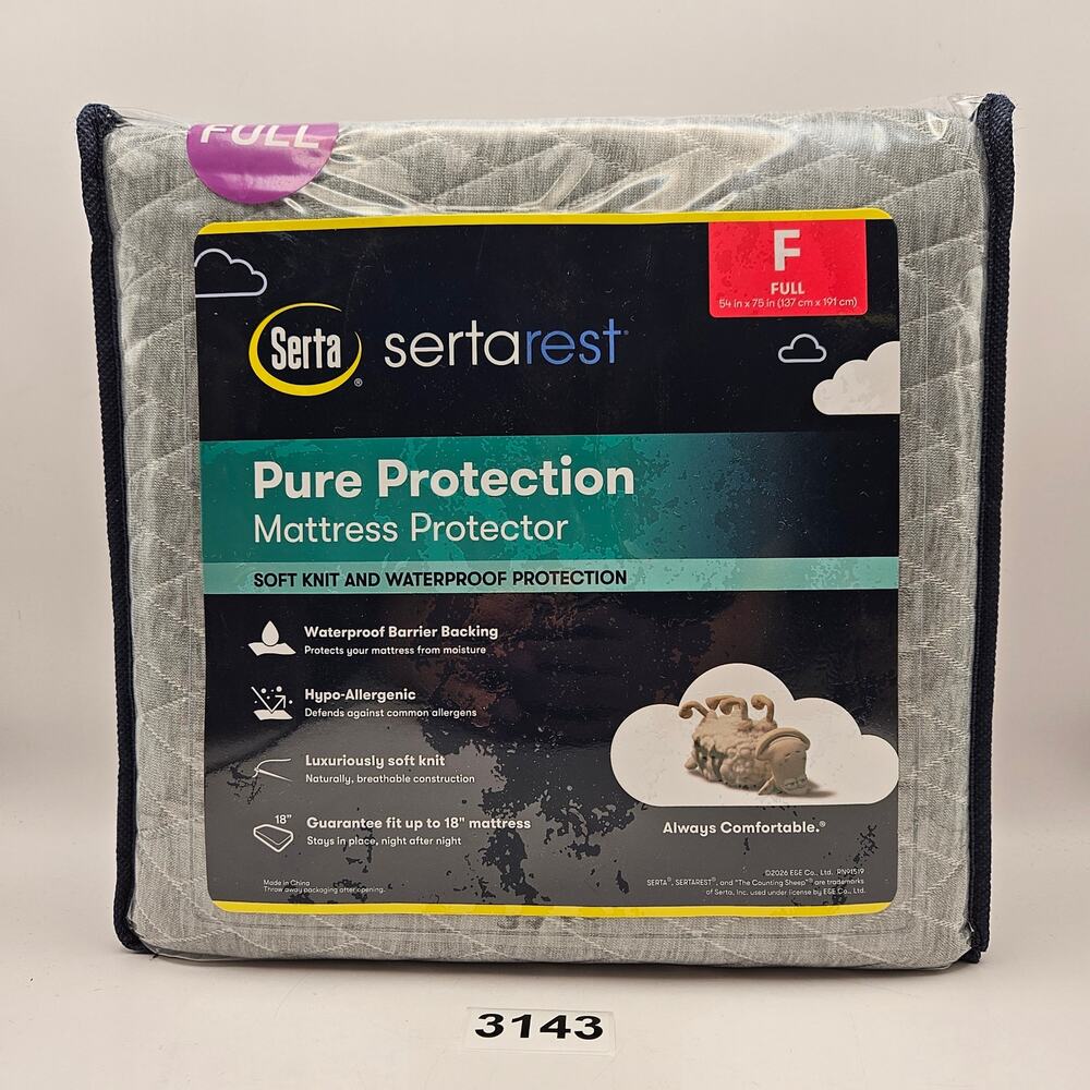 SERTA SERTAREST FULL SIZE PURE PROTECTION WATERPROOF MATTRESS PROTECTOR